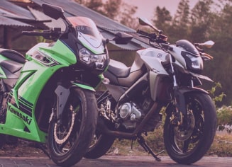 two parked motorbikes